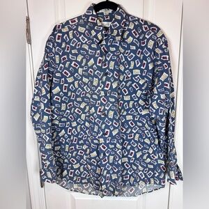 Henry Grethel Vintage 90s Abstract Print Button Down Shirt Men’s Large Retro